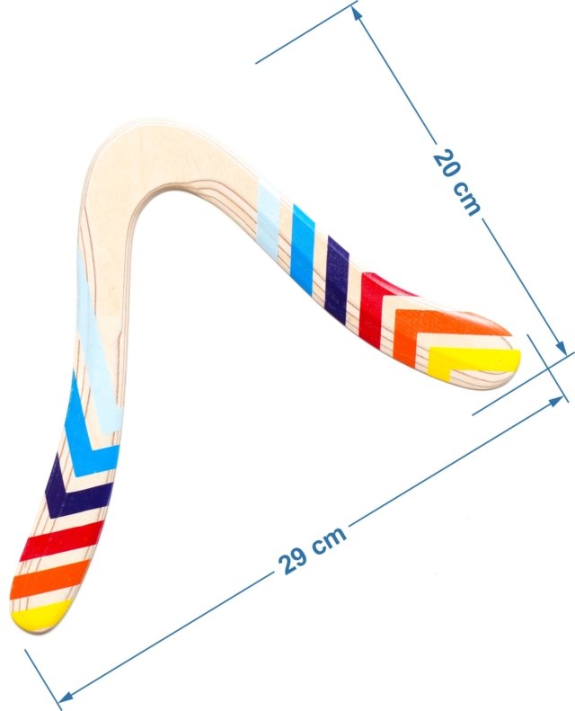 Bumerangas-Vejas-ismatavimai-29x20cm Dvišakio bumerango „Vėjas“ išmatavimai: 29 cm ilgis ir 20 cm aukštis.